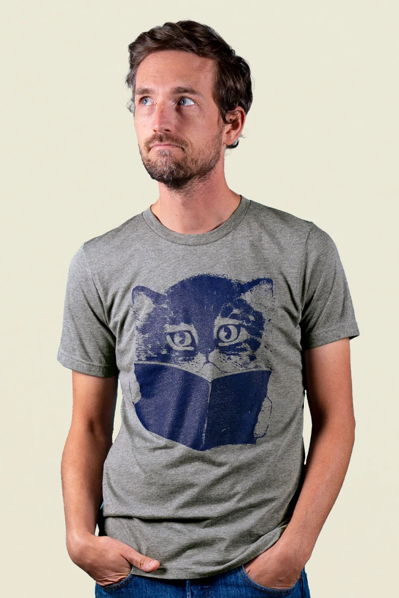 Cat Reading Book Tee - Image 3