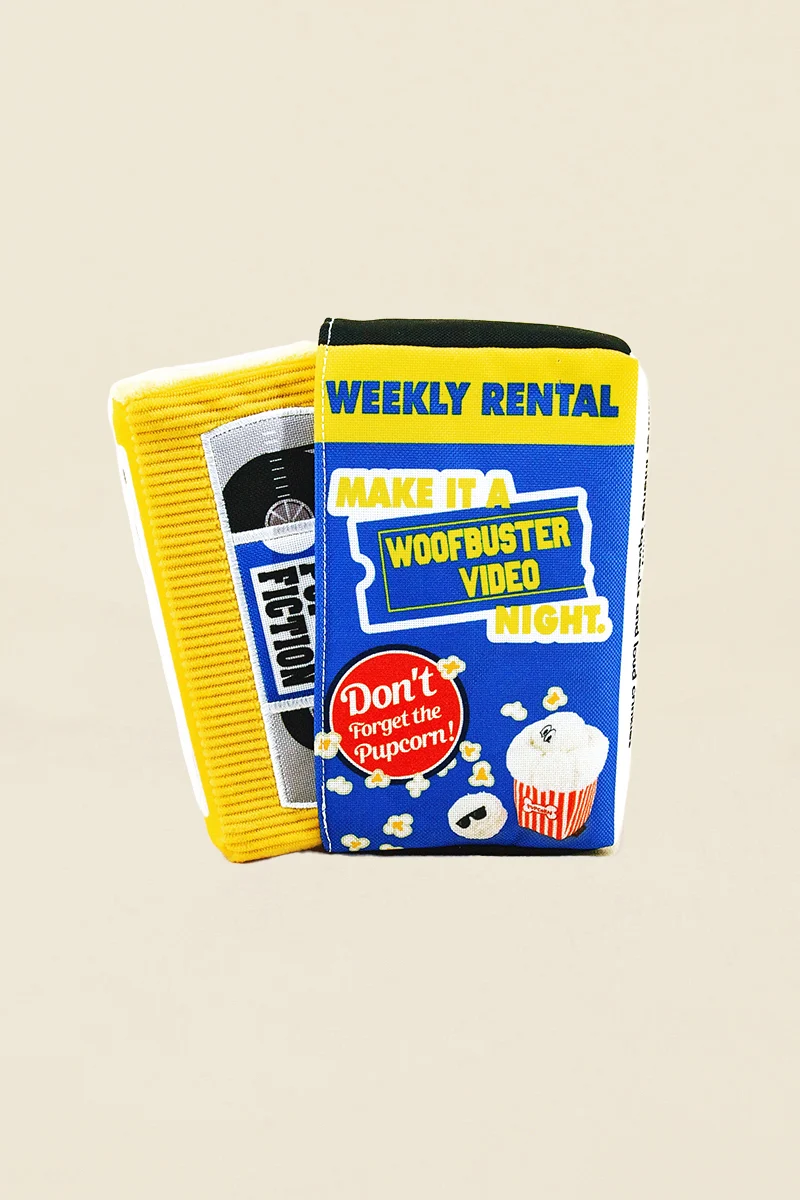 VHS video tape dog toy